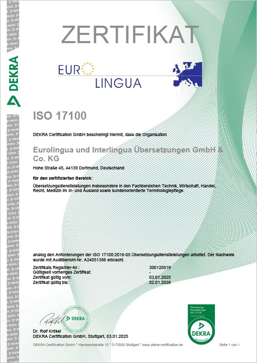 Zertifikat 17100